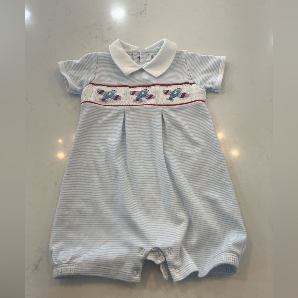 Blue Striped Baby Romper